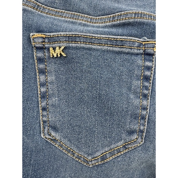 Michael Kors Selma Straight Blue Jeans Denim Gold Logo High Rise Slim Size 2 NWT - Picture 5 of 16